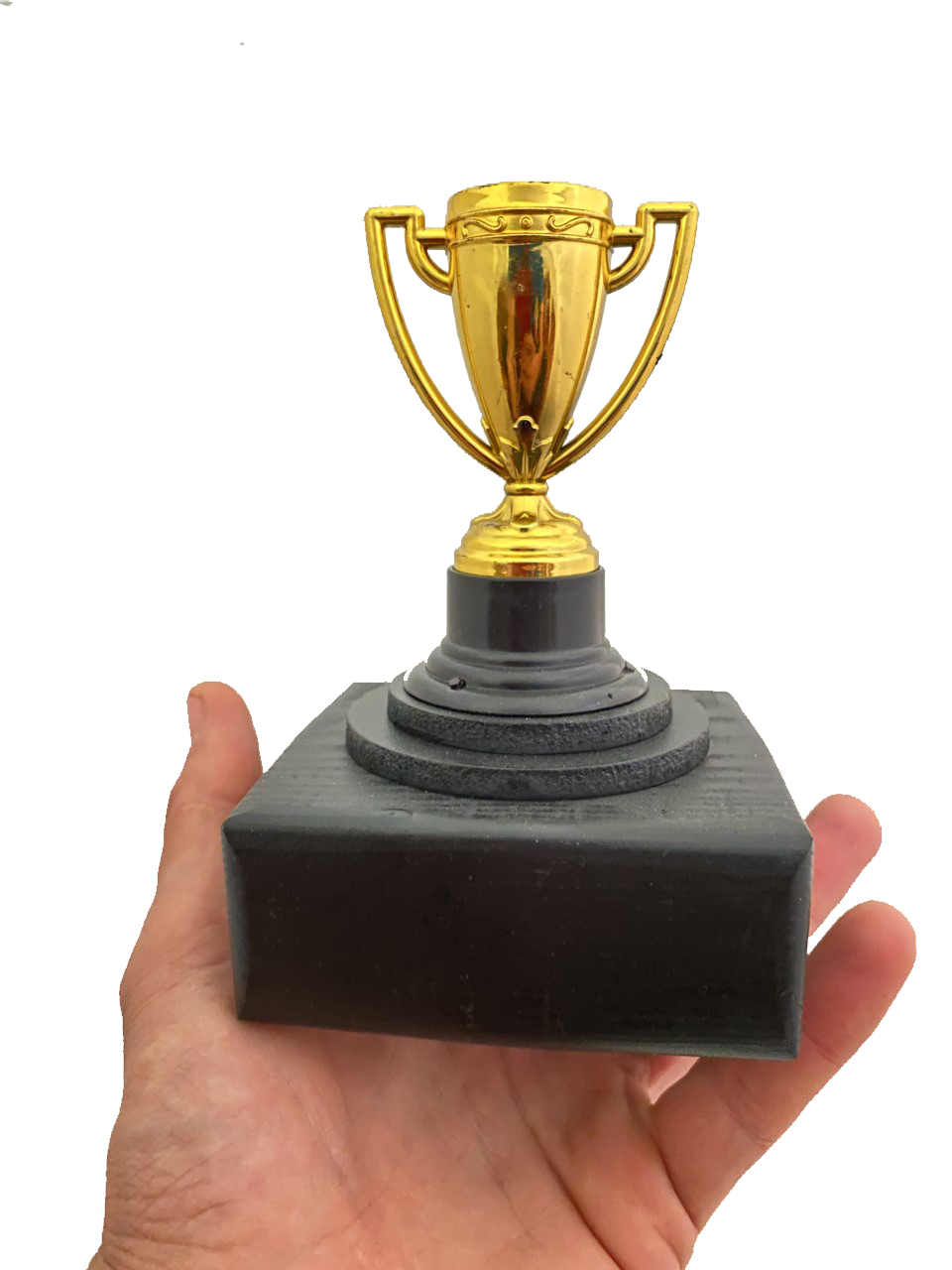 Mini ödül kupası ahşap kaideli plastik metaryalli toplam 14 cm