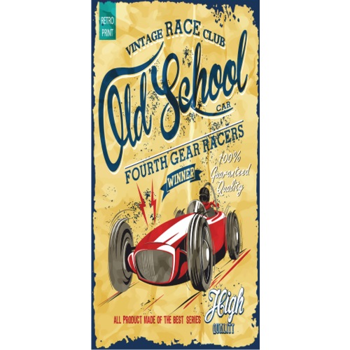 Yarış Arabası Mini Retro Ahşap Poster