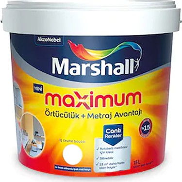 Marshall Maximum Silikonlu Silinebilir İç Cephe Boya 2,5 Lt Beyaz