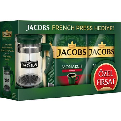 Jacobs Monarch Aroma Filtre Kahve 2 x 500 gr + French Press