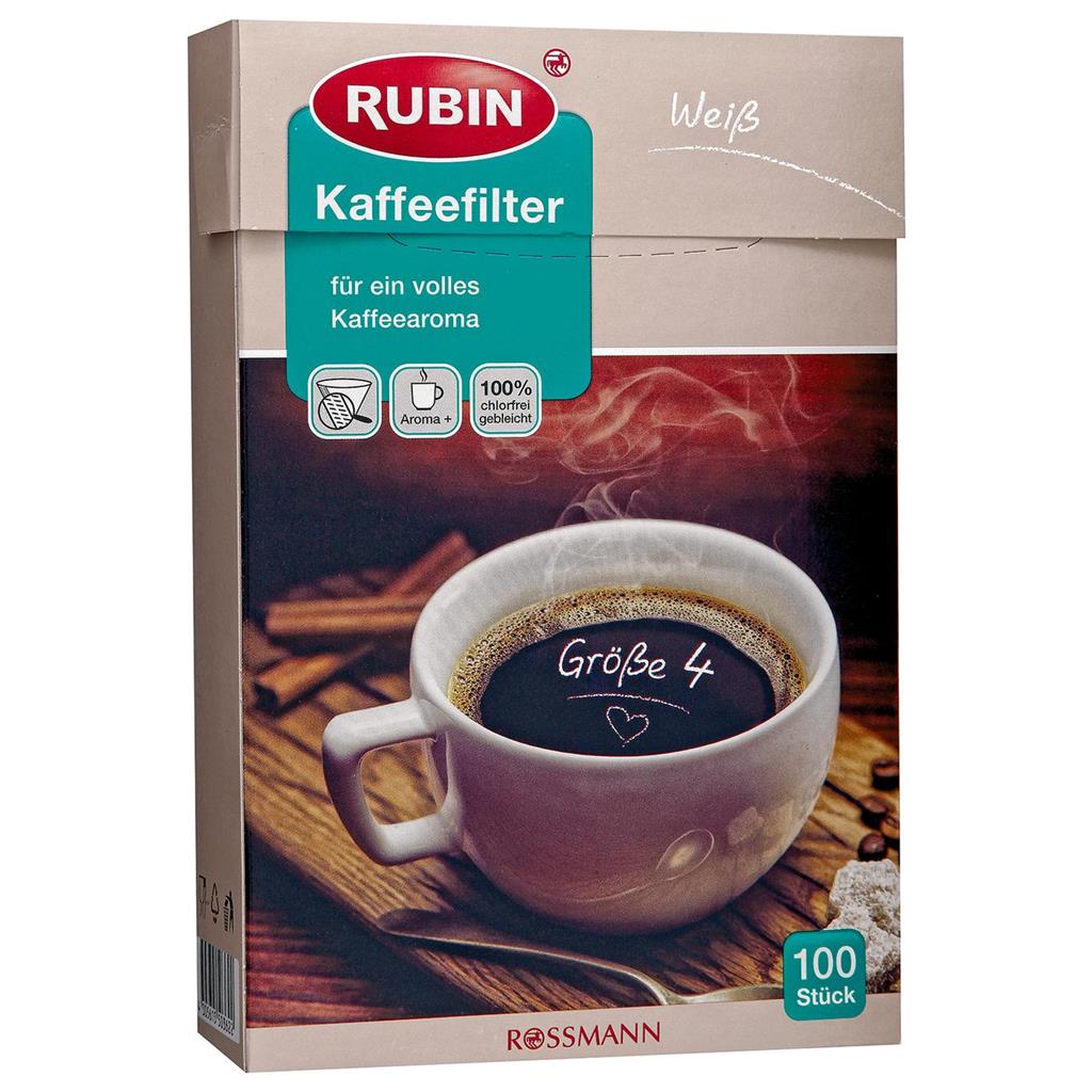 100 Adet Rubin Filtre Kahve Filtre Kağıdı (Beyaz Büyük Boy)