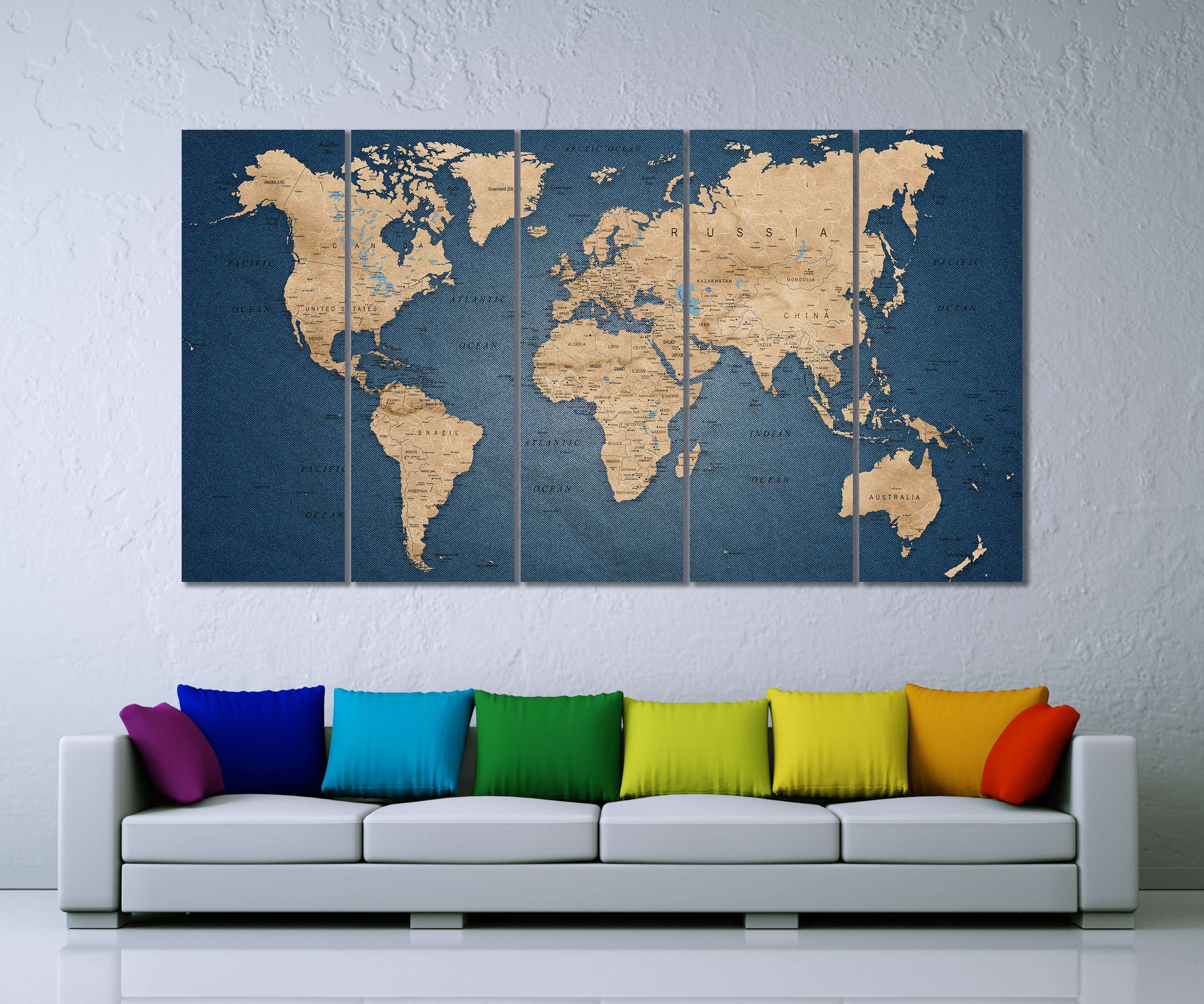 Dünya Haritası Kanvas Tablo