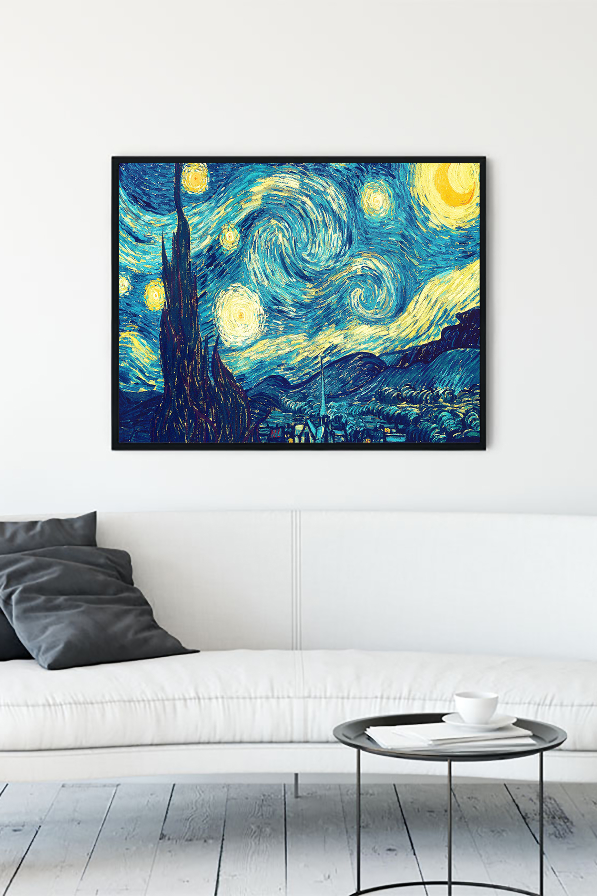 Van Gogh-Yıldızlı Gece Sanatsal Kanvas Tablo,Çerçeveli Tablo
