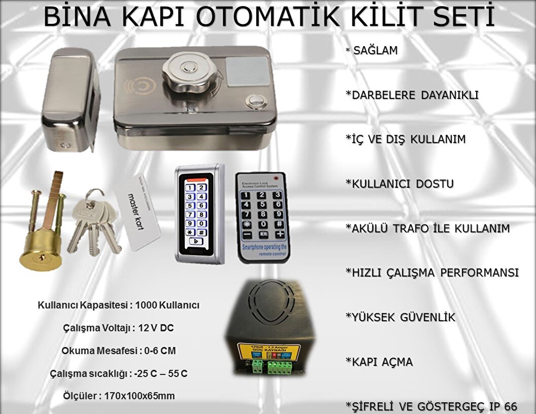 aluminyum otomatik kapi kilidi bina akilli kilit set fiyatlari ve ozellikleri