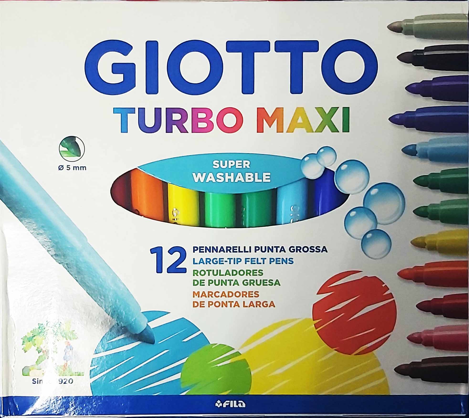Keçeli Kalem Gıotto Turbo Maxi Su Bazlı Keçeli Kalem 12 Renk