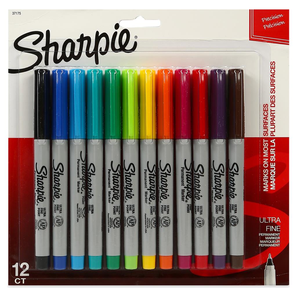 Sharpie Ultra Fine Permanent Markör 12 li Set Karışık Renkler