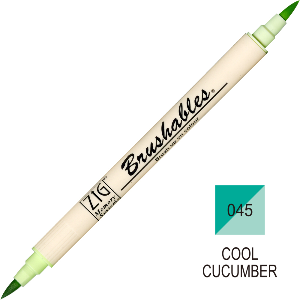 Zig Brushables 2 Renk  Fırça Uçlu Marker Kalem Cool Cucumber 045