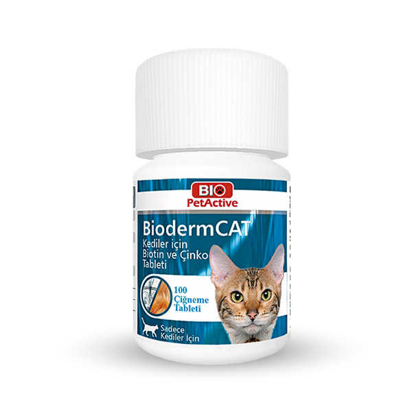 Bio Pet Active BiodermCAT Kediler İçin Biotin ve Çinko Tableti