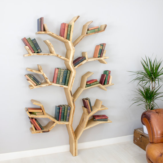 Ağaç kitaplık raflar , Masif ahşaptan üretilen ağaç kitaplık