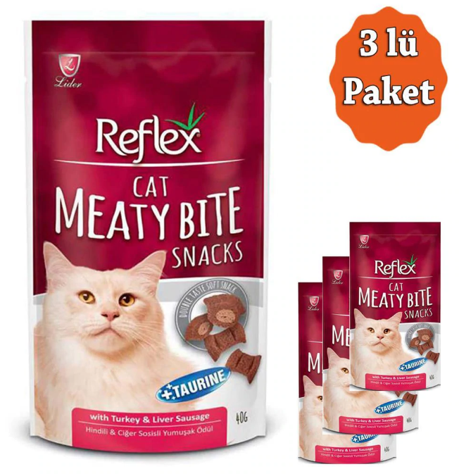 Reflex Hindili ve Ciğerli Yumuşak Kedi Ödülü 40 Gr 3 Lü PAKET