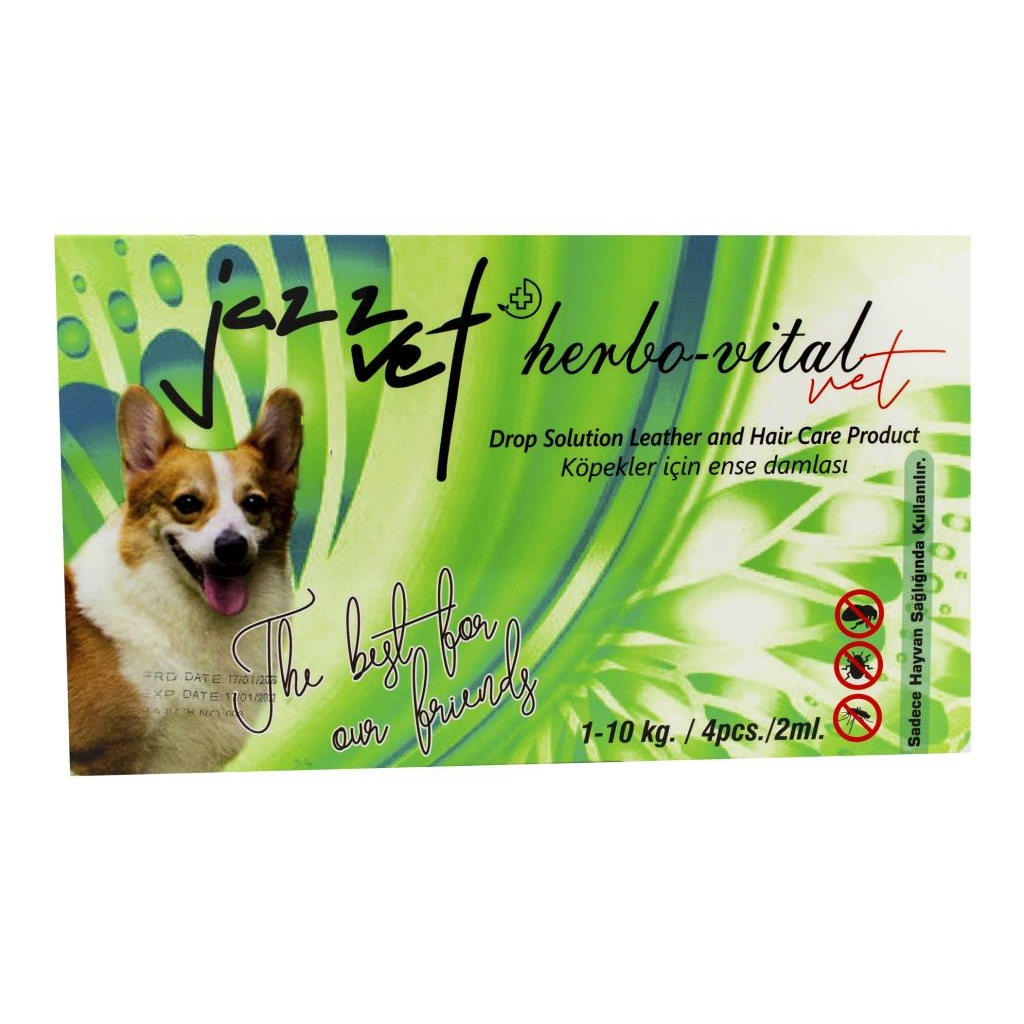 Jazz Vet Herbo Vitalvet 1-10 KG Köpekler için Ense Damlası 4 x 2 ML