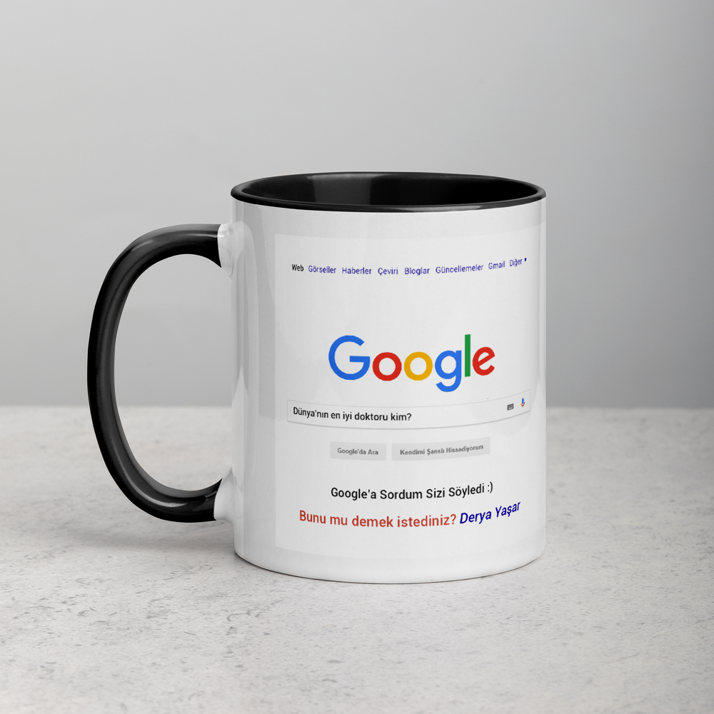 14 Mart Tıp Bayramı Hediyesi Google Doktor Siyah Kupa Bardak