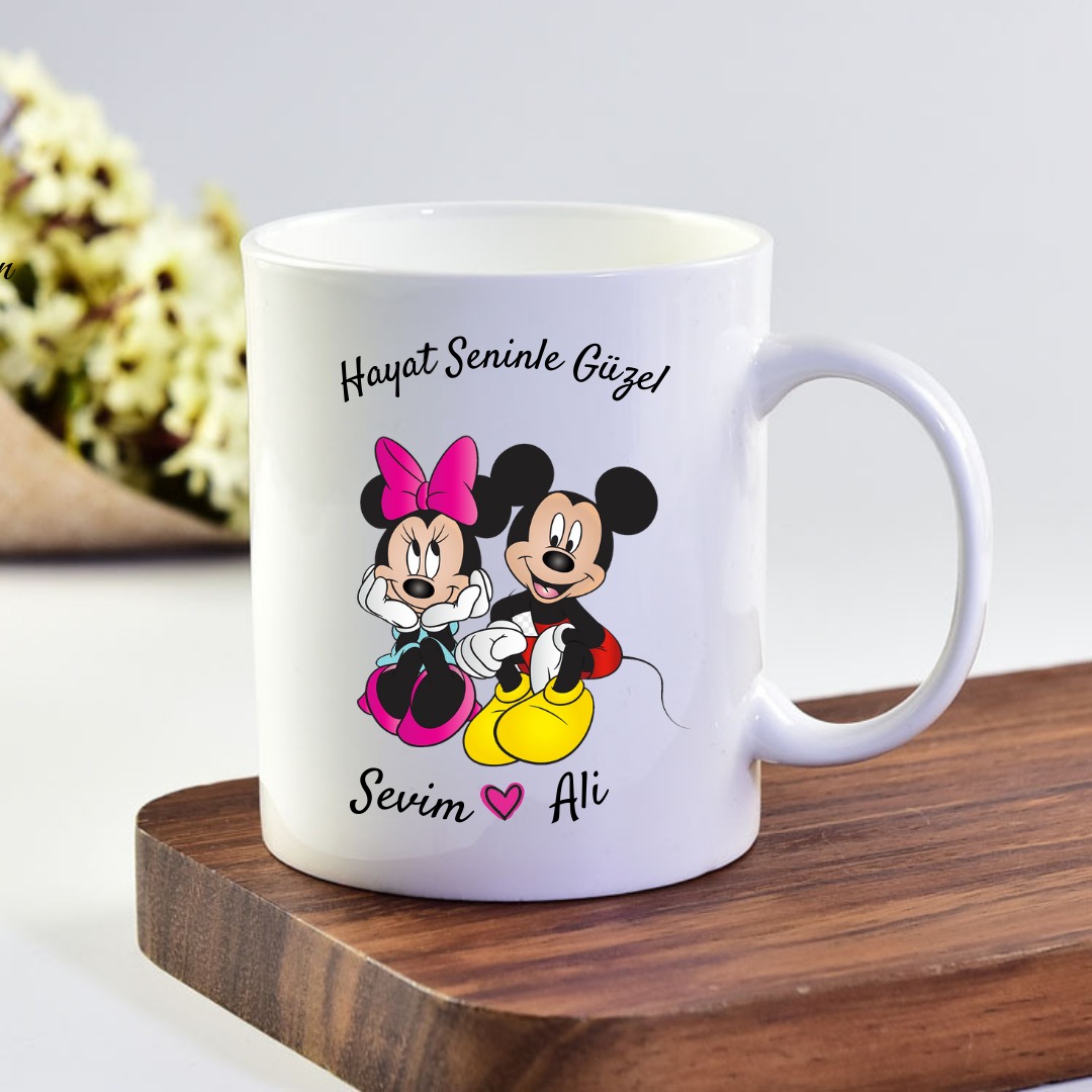 Kişiye Özel Mickey Mouse Minnie Mouse Kupa Bardak - 0239