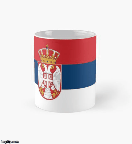Sırbistan Ülke Bayrağı Kulplu Kupa Bardak / Masaüstü Kalemlik