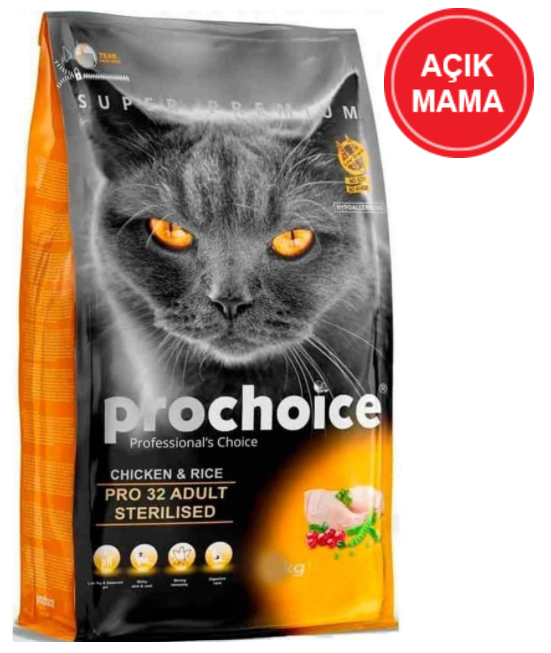 Prochoice Pro 32 Sterilised Tavuklu Kısırlaştırılmış Yetişkin Kedi Açık Mama 5 KG