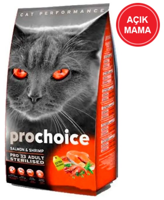 Prochoice Pro 33 Sterilised Somonlu ve Karidesli Kısırlaştırılmış Yetişkin Kedi Açık Mama 2 KG