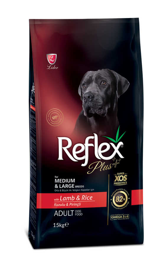 Reflex Plus Kuzu Etli Orta ve Büyük Irk Yetişkin Köp. Maması 15Kg