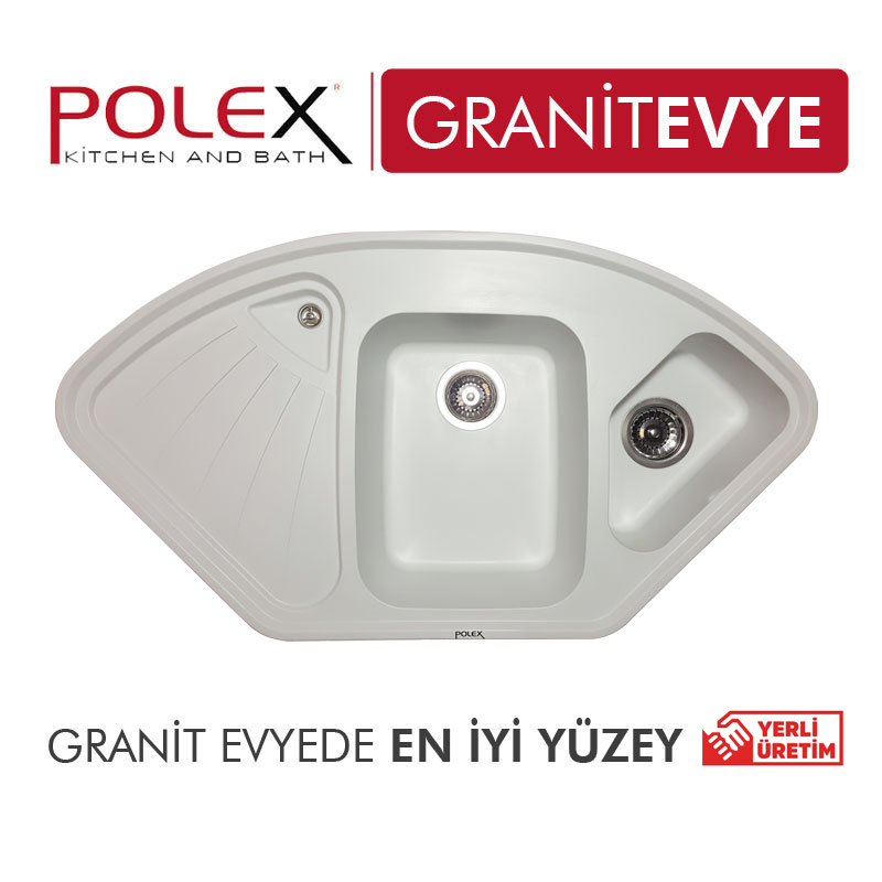 Polex Crisalüx Köşe Granit Evye