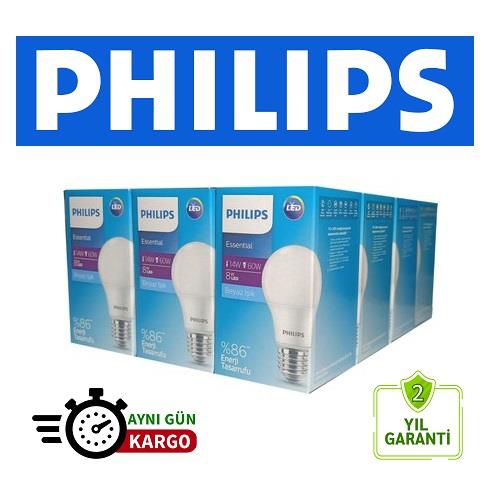 Philips Essential 8W Led Ampul E27 Duylu 6500K Beyaz Işık 12 Adet
