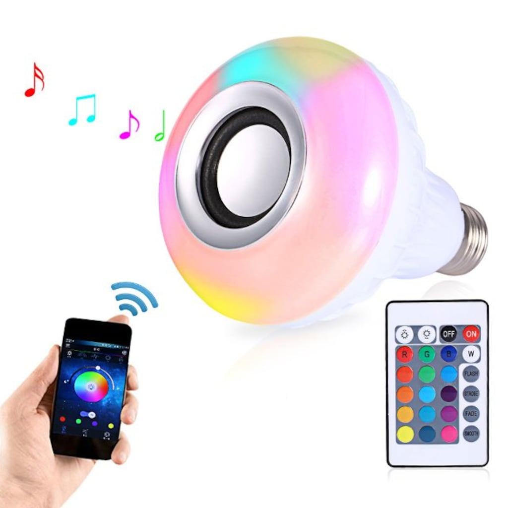 Kumandalı RGB Renkli Hoparlörlü LED Ampul Bluetooth