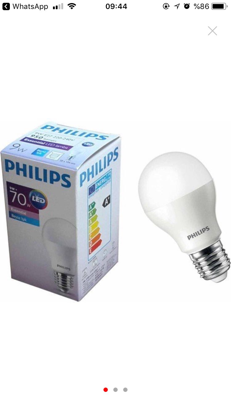 Philips 9W Essential Led Ampul E27 Duylu Beyaz Işık