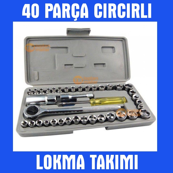 40 Parça Cırcırlı Lokma Takımı Seti Anahtar Tornavida Çantalı