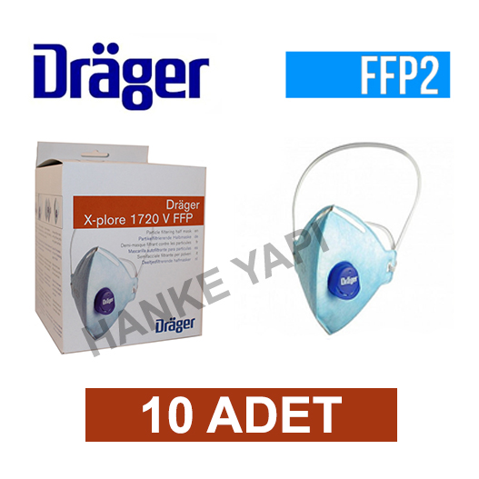 DRAGER 1720 FFP2 (N95) VENTİLLİ SOLUNUM MASKESİ 10 ADET