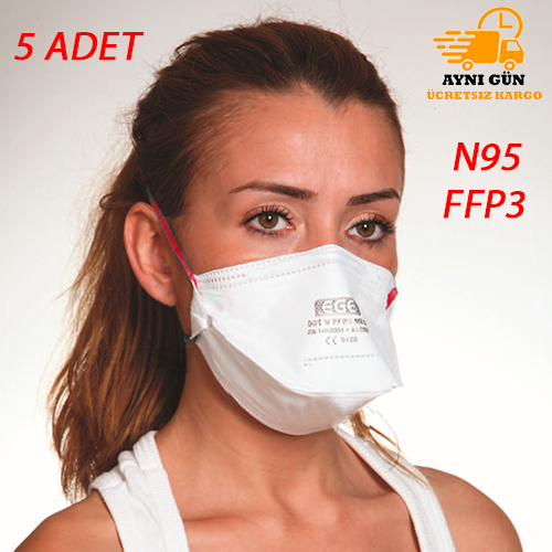 Ege Maske  N95/FFP3 Virüslere karşı Solunum Koruma Maskesi 5 adet