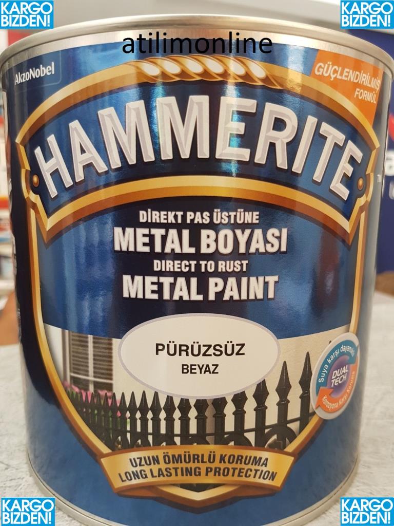 Hammerite Direkt Pas Üstü Pürüzsüz Metal Boya BEYAZ 2.5 Lt