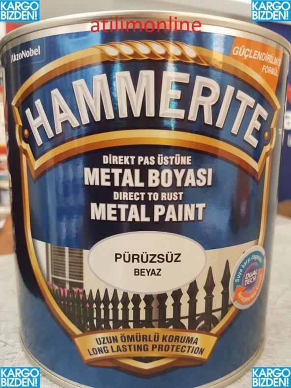 Hammerite Pas Üstü Pürüzsüz Metal Boya BEYAZ 0.75 Lt