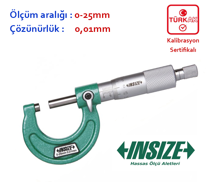 Insize 3203-25A Mekanik Mikrometre 0-25mm