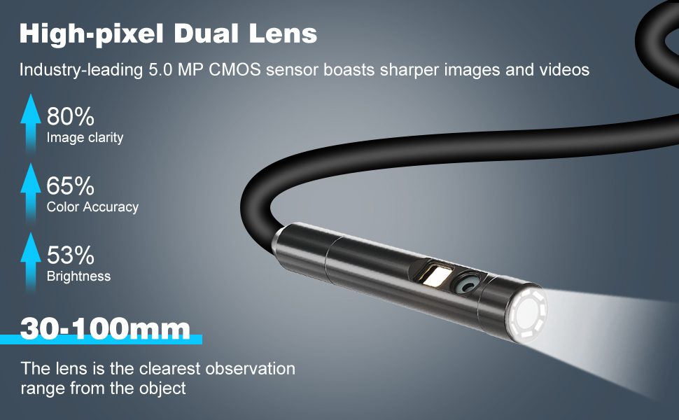 ışıklı çift lensli endoskop kamera