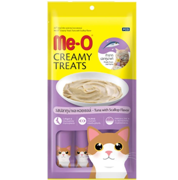 Me-O Creamy Treats Ton Balıklı ve Deniz Taraklı Kedi Ödülü 4 x 15 G