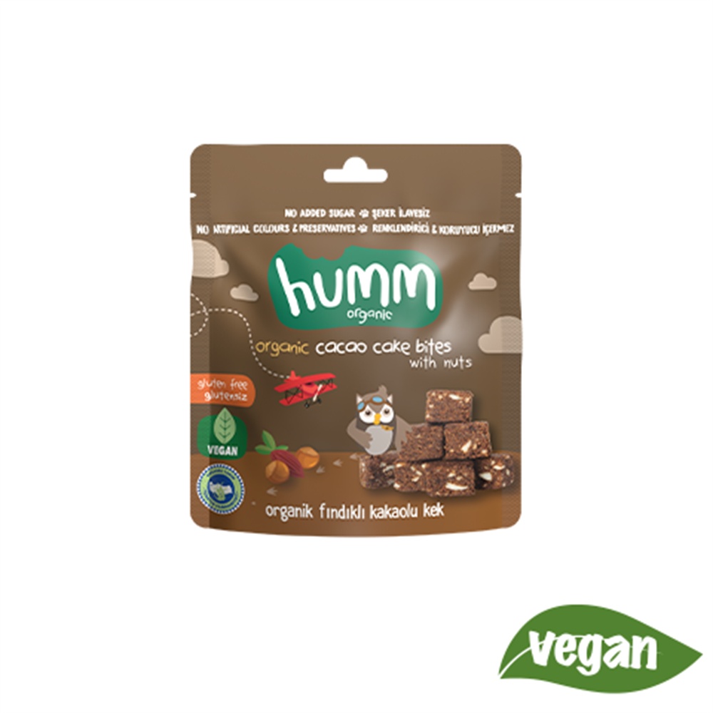 Humm Organik Glutensiz Vegan Kakaolu ve Fındıklı Kek 30 G