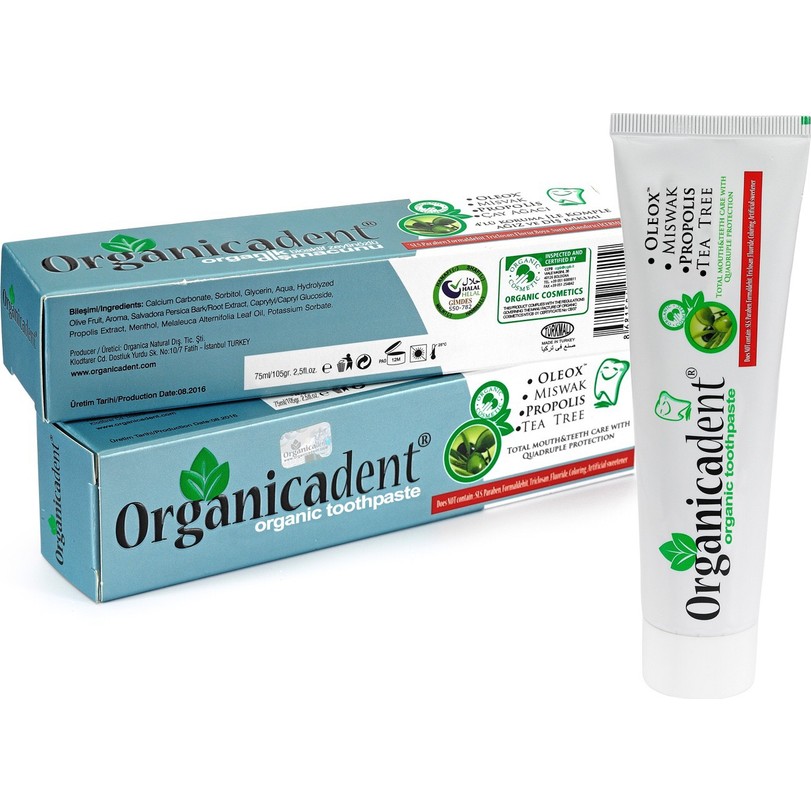 Organicadent Diş Macunu75 ml (Propolis - Çay Ağacı - Misvak)