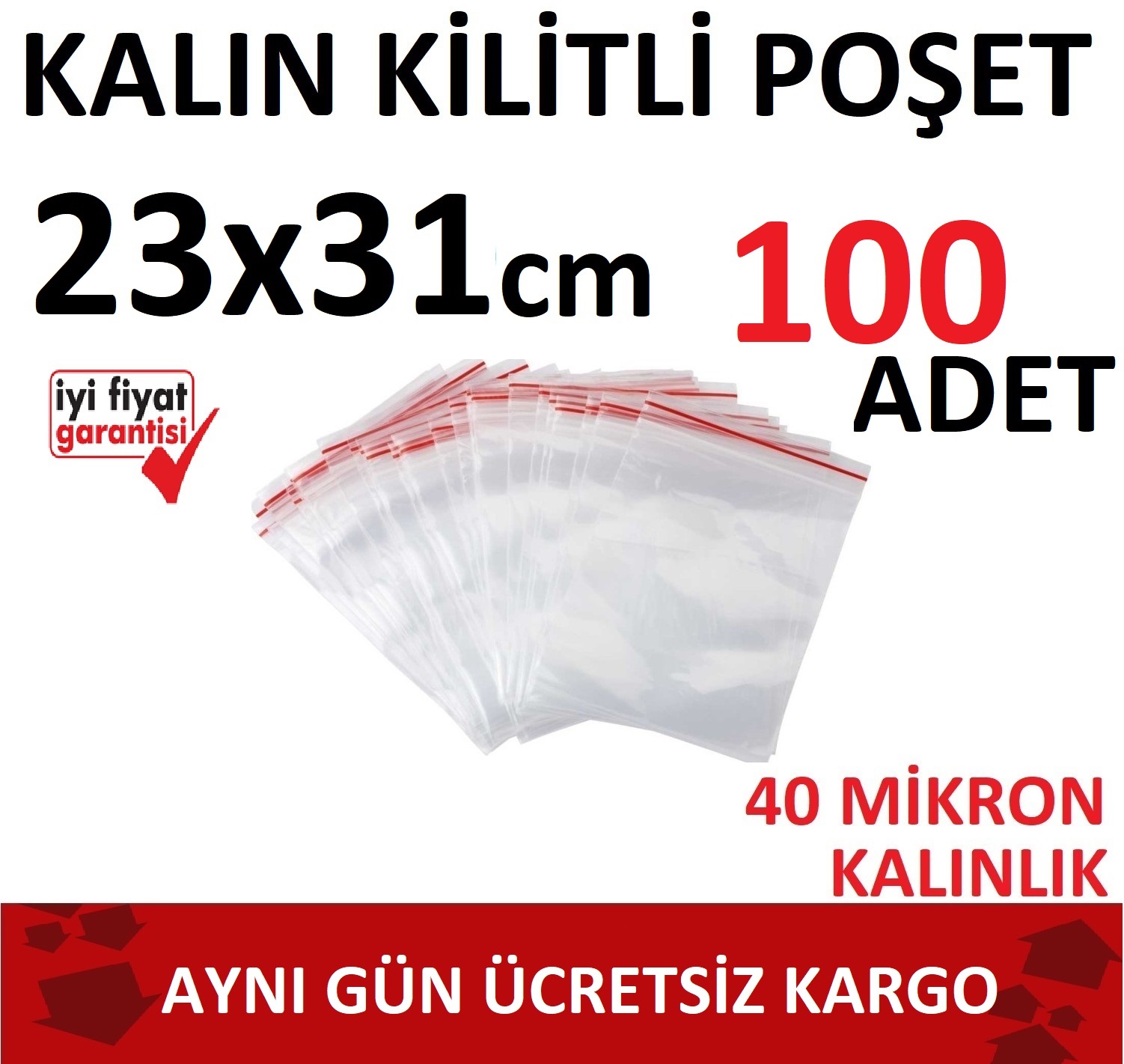 23x31 cm 100 Adet Kilitli Poşet Naylon Torba Kına, Çerez