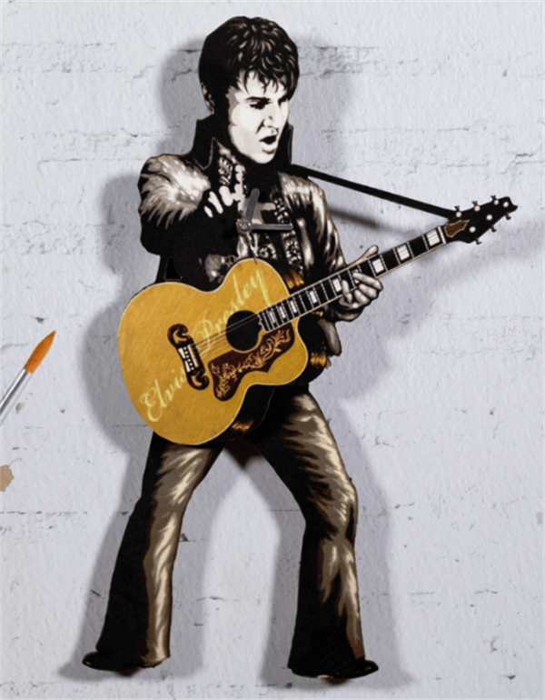 Sallanır Sarkaçlı Dekoratif Gitar Çalan Elvis Presley Duvar Saat