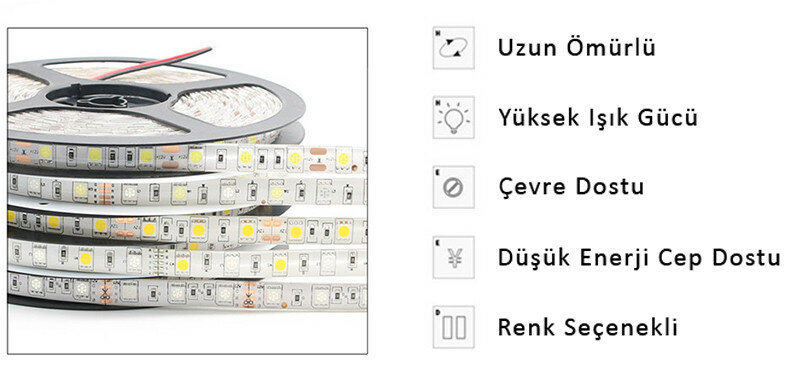 Dim Edilebilir Şerit Led İç Mekan ve RF Kumandalı Led Dimmer Beyaz10m