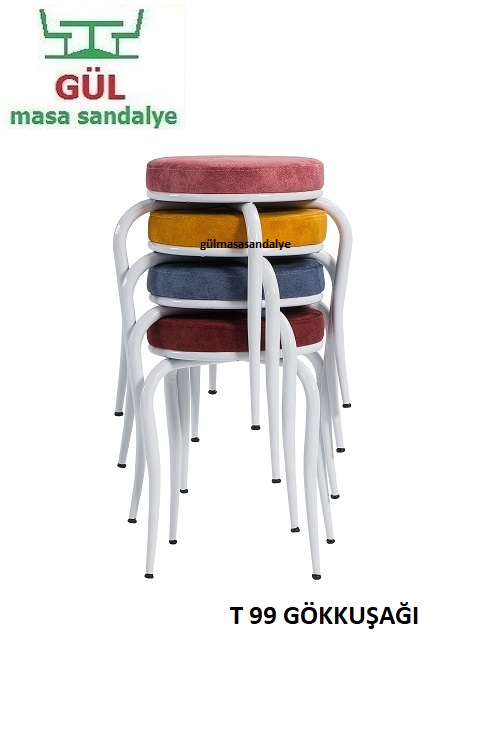 4 Adet Mutfak Masa Sandalye Tabure Seti Gökkuşağı 11 Ayrı Renk