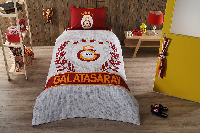 Taç Lisanslı Galatasaray Grey Tek Kişilik Nevresim Takımı