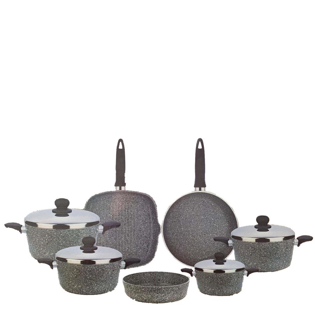 Taşhan Mutfak 1. Kalite Granit Gri 11 Parça Yemek Pişirme Set