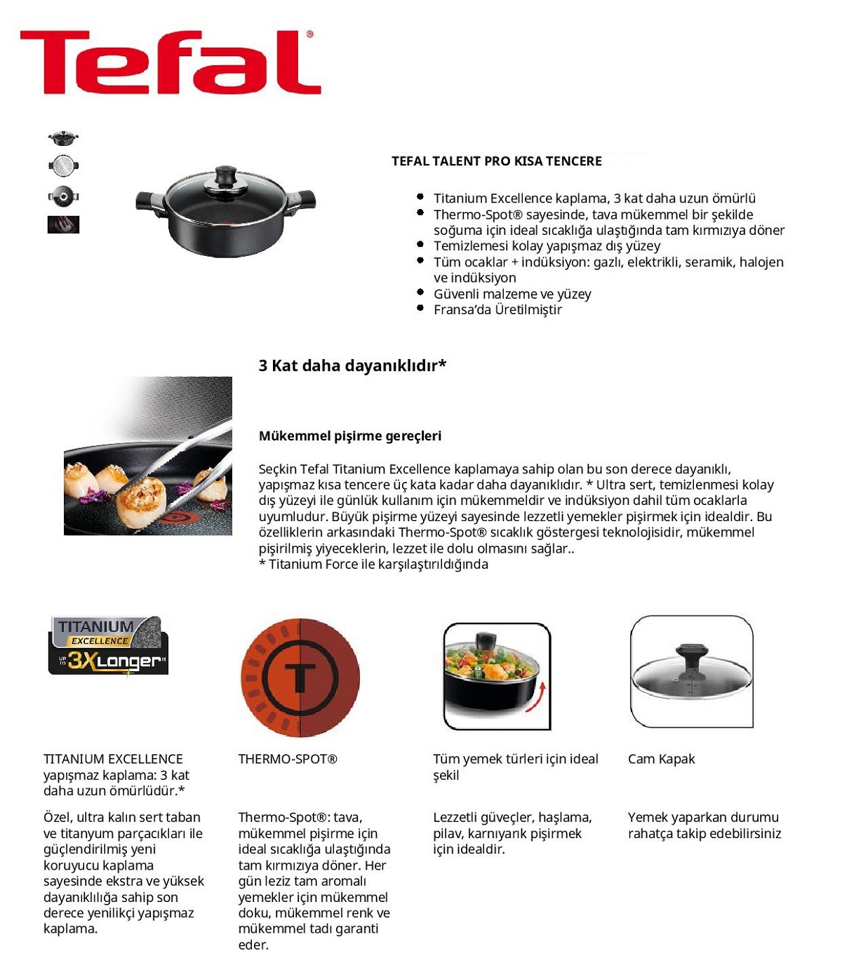 Tefal Titanium Talent Pro Kisa Tencere