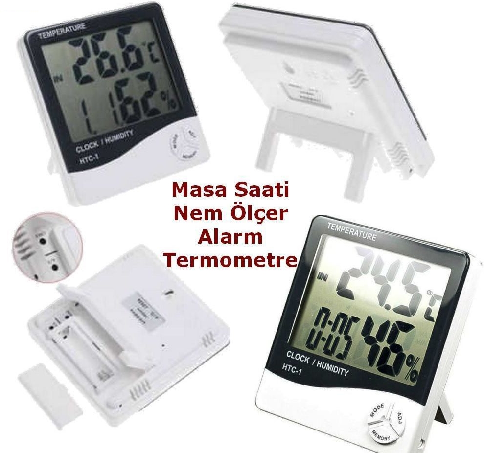 Nem Ölçer Dijital Higrometre - Oda Termometre Alarm Tarih Saat