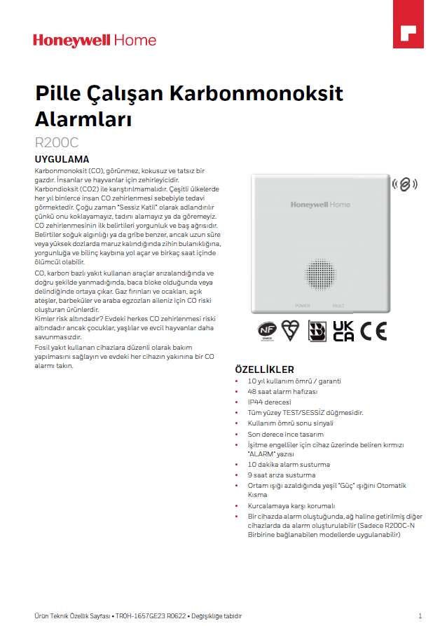 HONEYWELL KARBONMONOKSİT ALARM CİHAZI Fiyatları Ve Özellikleri