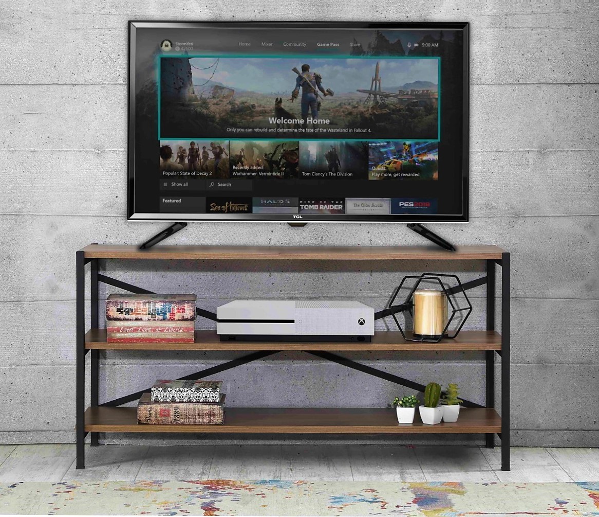 Tv Sehpası  Metal  Tv Ünitesi 3 Raflı  Ceviz Renk