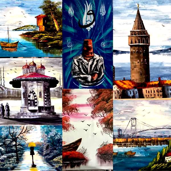 Kopek Figuru Yagliboya Tablo Modern Tablolar Istanbul Manzara Resimleri