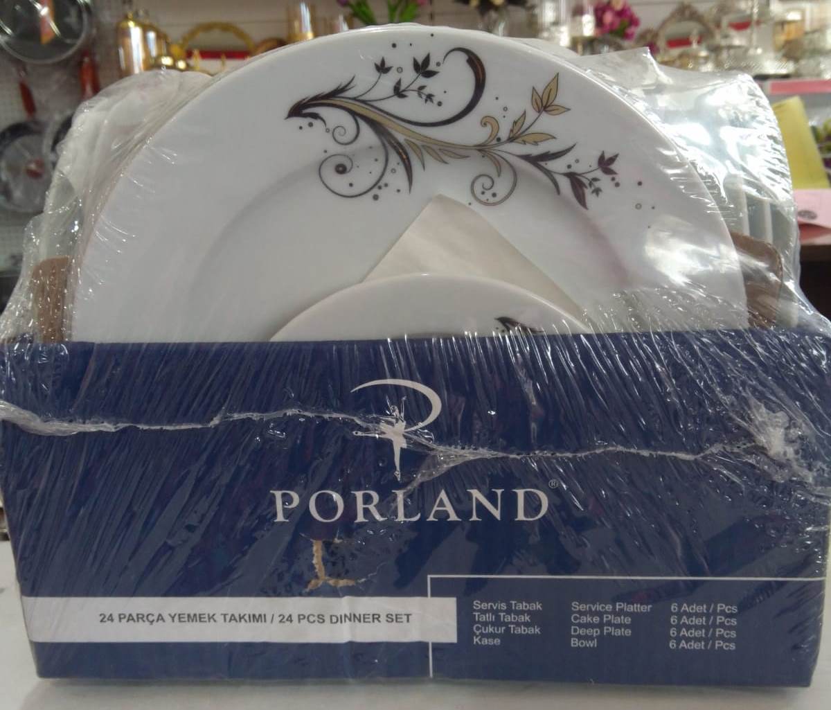 Porland Porselen Elize Altın 24 Parça 6 Kişilik Yemek Takımı