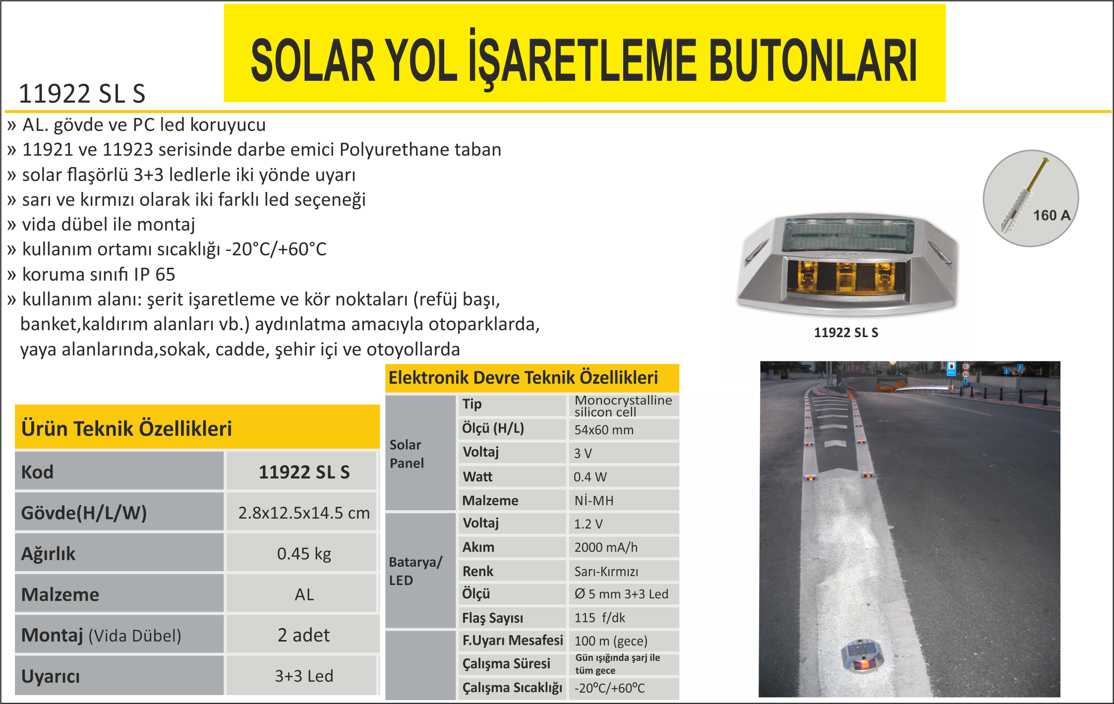 Solar Yol Işaretleme Butonu 11922 Fiyatları ve Özellikleri