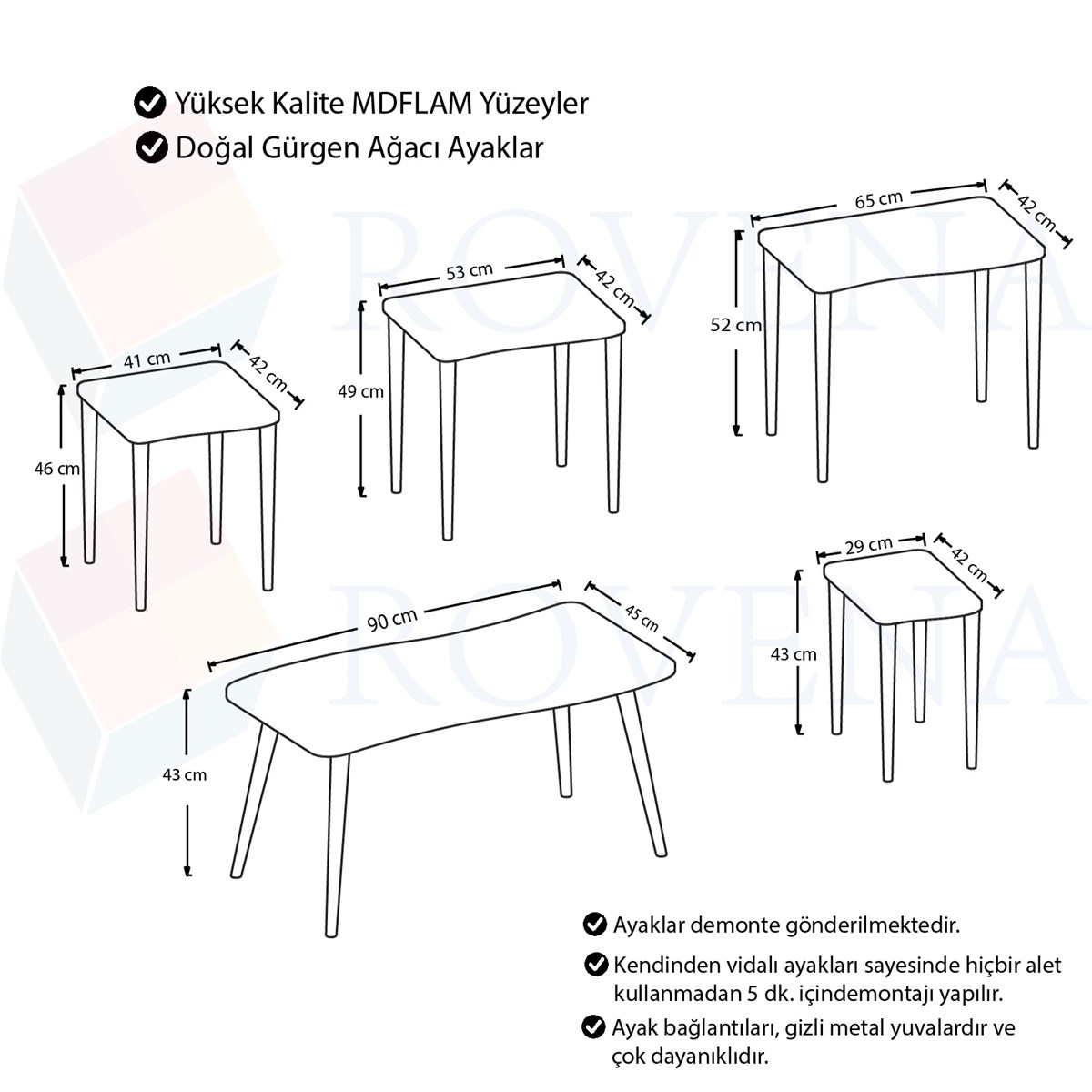 Rovena Nora Serisi Mdf 1 Sinif 4 Lu Zigon Sehpa Orta Sehpa T Fiyatlari Ve Ozellikleri