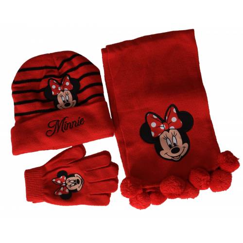 Disney Minnie Mouse Kırmızı Atkı bere eldiven takımı (3-6 Yaş)